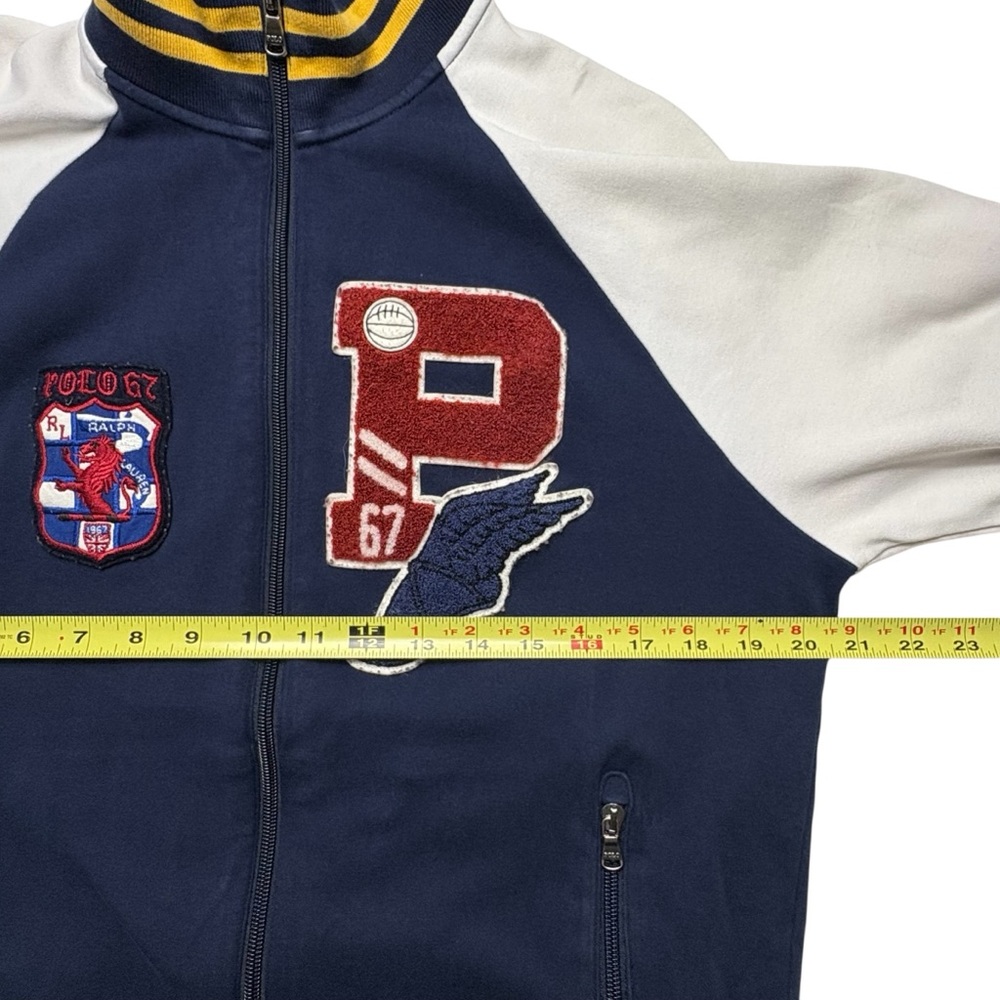 Polo Ralph Lauren P-Wing Patch Letterman Navy Blue Varsity Track Jacket M *READ - Picture 5 of 11